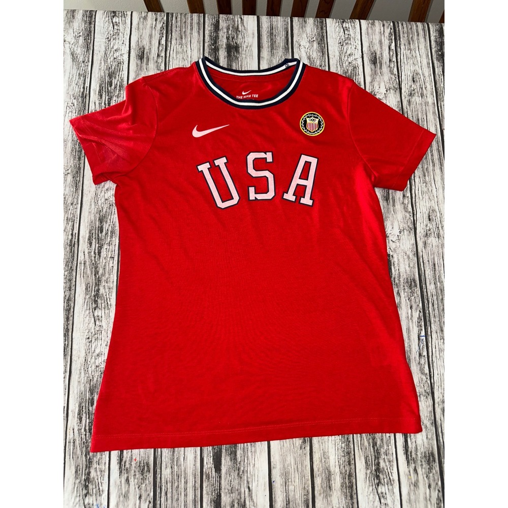Nike Olympic‎ Team USA Standard Fit Shirt Tee Women's Small Red